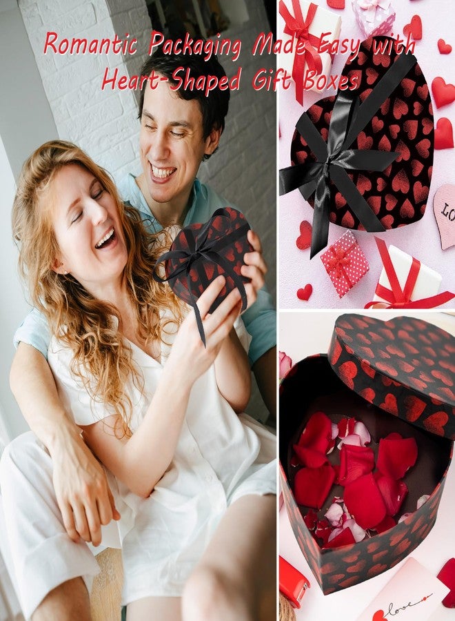 Linelglobal Heart Gift Box with Lid for Flower, Present, Valentine Day, Birthday, Anniversary, Wedding, Bridesmaid 5 Flower Box Assortment Size Stackble - Black - Image 5