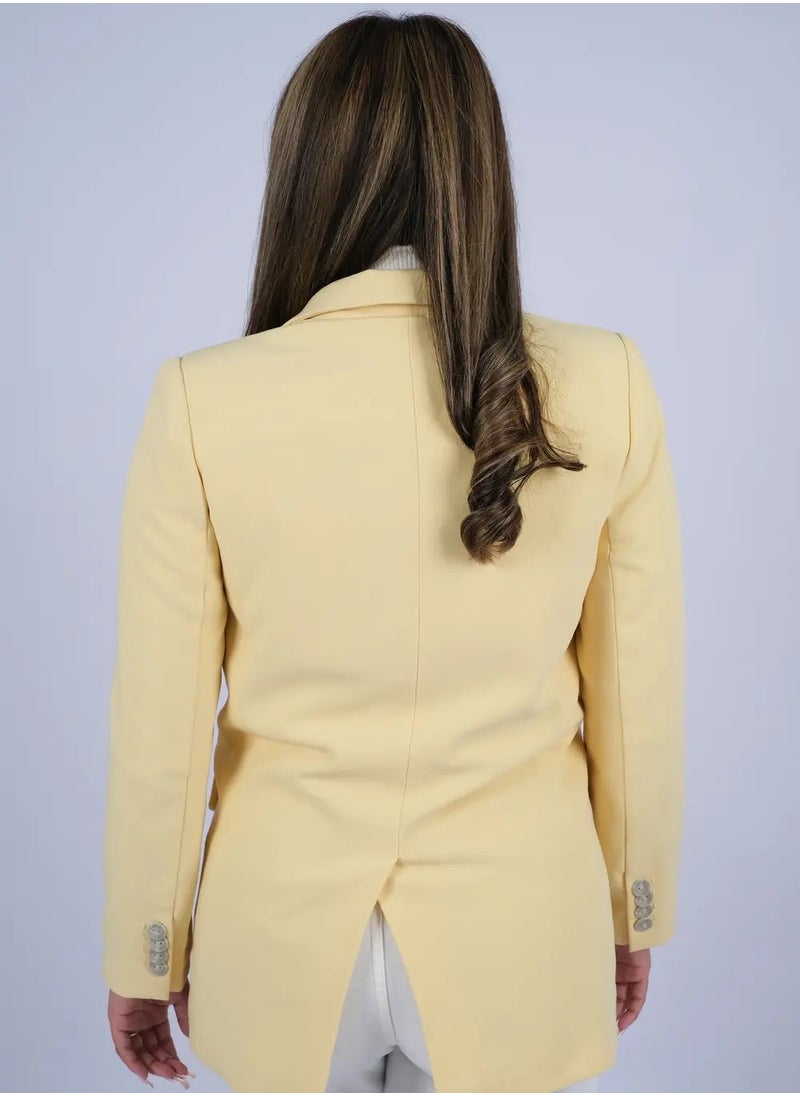 ONLY - Women Double Breasted Button Secured Blazer in Raffia - Image 1