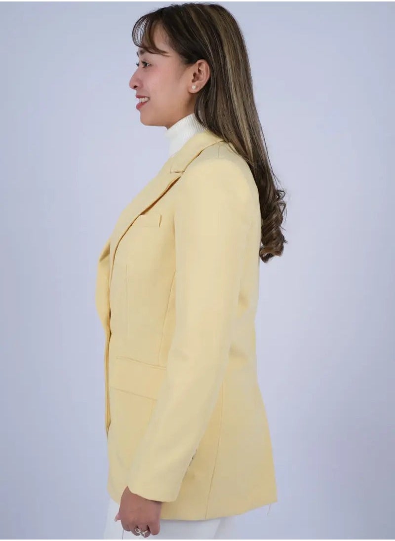 ONLY - Women Double Breasted Button Secured Blazer in Raffia - Image 1