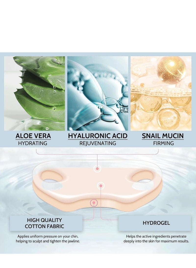 YURHERSU قناع رفع الخط V ، قناع شريط الوجه على شكل V ، قناع موسين الحلزون الجمال ، قناع الكولاجين لتقليل الذقن المزدوجة لشد بشرة الذقن والرقبة ، ترطيب شد الوجه 5 قطع - Image 4
