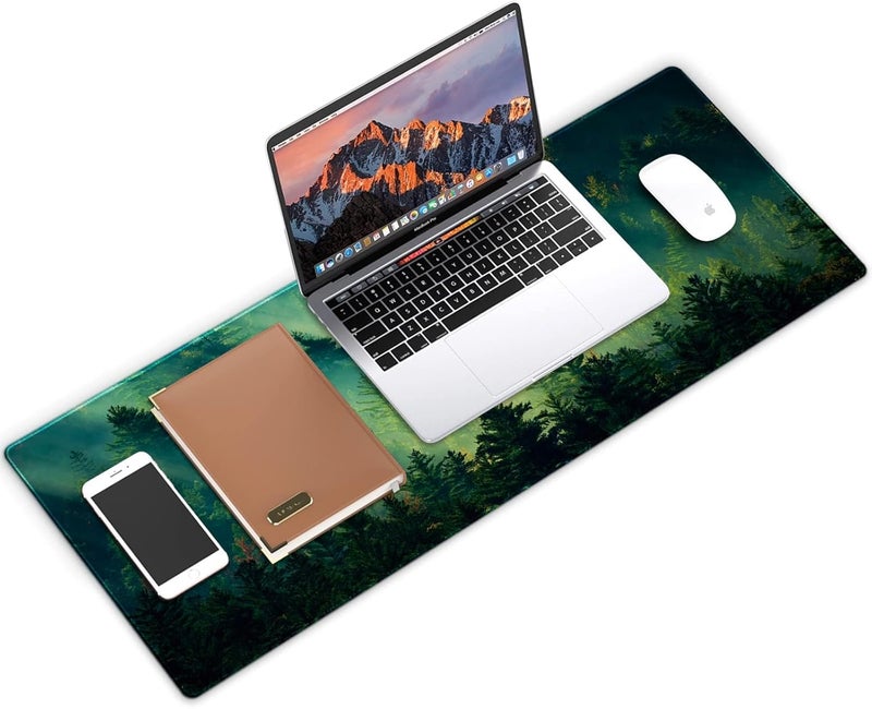 Galdas Mouse Pad,Office Desk Mat Large Gaming Keyboard Pad Durable Stitched Edges Washable Smooth Surface Control & Accuracy Extended Computer Mouse Mat (31.5X11.8In)-Green Forest… - Image 4
