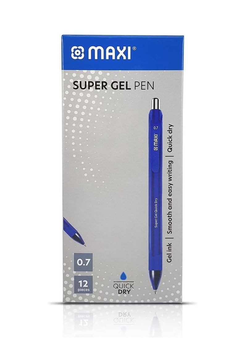 Maxi 12-Piece Gel Pen 0.7mm Tip Blue Ink  - Image 1
