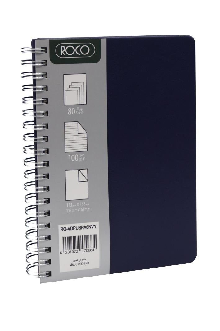 ROCO Notebook Leatherette | 11.3 x 16.3 cm | 80 Sheets | Lined | Navy Blue - Image 1