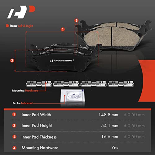 A-Premium Rear Ceramic Disc Brake Pads Set Compatible with Select Ford Models - for F-150 2012 2013 2014 2015 2016 2017 2018 2019 2020, with Hardware, 4 Pcs - Image 5