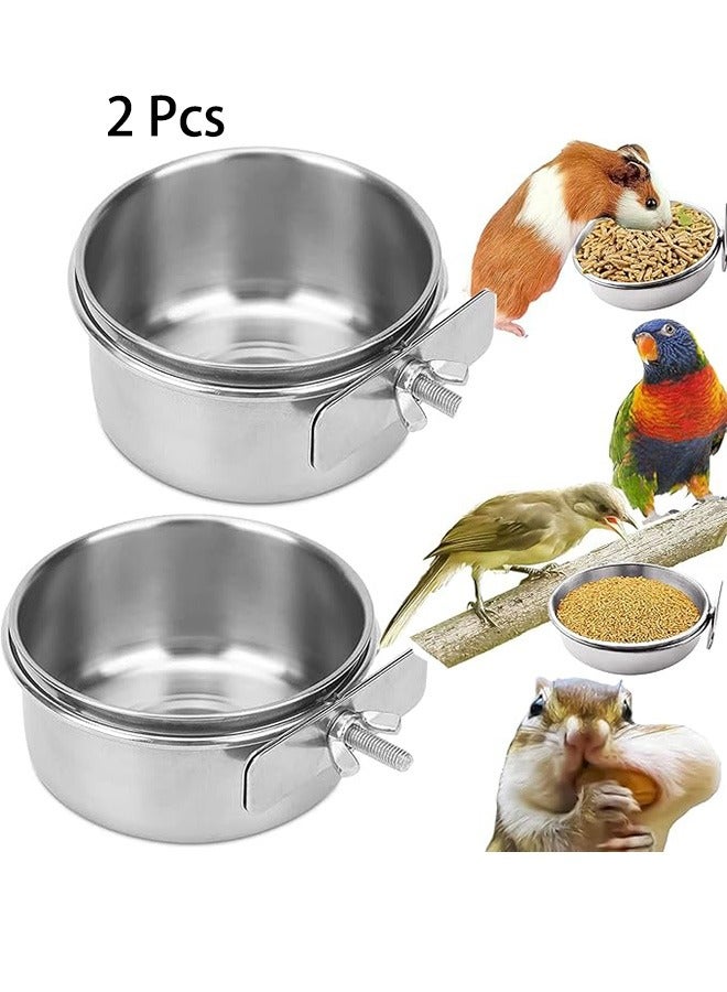 Generic 2 Pcs Parrot Feeding Cups, Birds Food Dish Stainless Steel Parrot Feeders, Water Cage Bowls with Clamp Holder for Cockatiel, Conure, Budgies, Parakeet, Parrot, Macaw, Small Animal Chinchilla ﻿ - Image 1