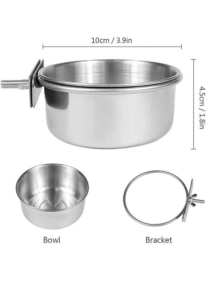 Generic 2 Pcs Parrot Feeding Cups, Birds Food Dish Stainless Steel Parrot Feeders, Water Cage Bowls with Clamp Holder for Cockatiel, Conure, Budgies, Parakeet, Parrot, Macaw, Small Animal Chinchilla ﻿ - Image 2