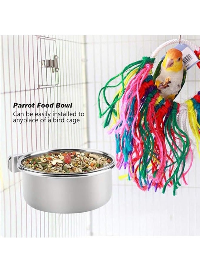 Generic 2 Pcs Parrot Feeding Cups, Birds Food Dish Stainless Steel Parrot Feeders, Water Cage Bowls with Clamp Holder for Cockatiel, Conure, Budgies, Parakeet, Parrot, Macaw, Small Animal Chinchilla ﻿ - Image 4