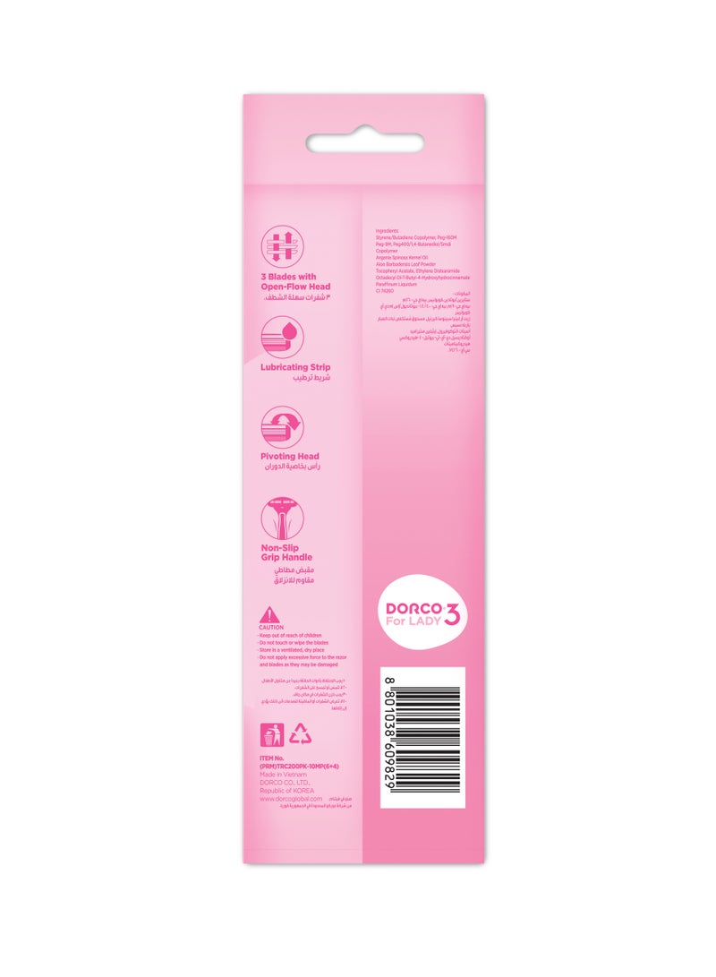 DORCO Shai3 Women Disposable Razor 10 Count - Image 2