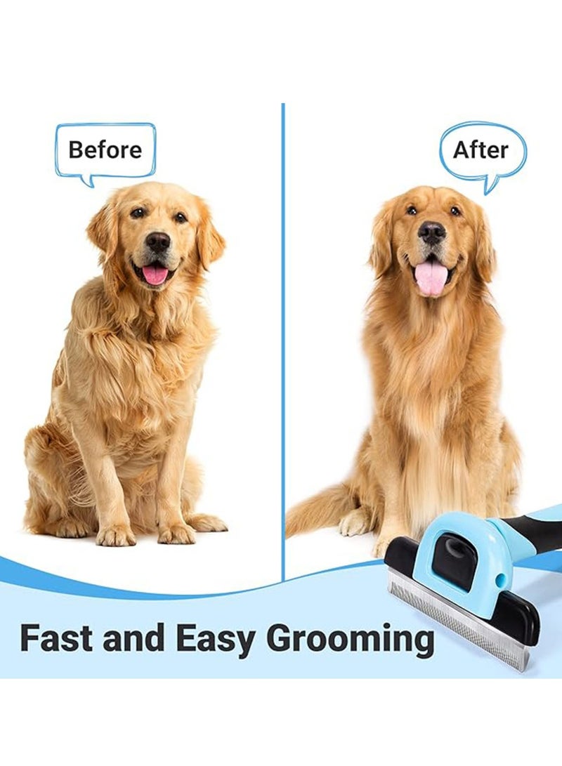 Pet Comb，Grooming & Deshedding Tool for Cats & Dogs,Reduces Shedding, Dead Hair, Tangles ,Detachable Stainless Steel Comb for Easy Cleaning ,Soft Anti-Slip Handle,Blue. - Image 4