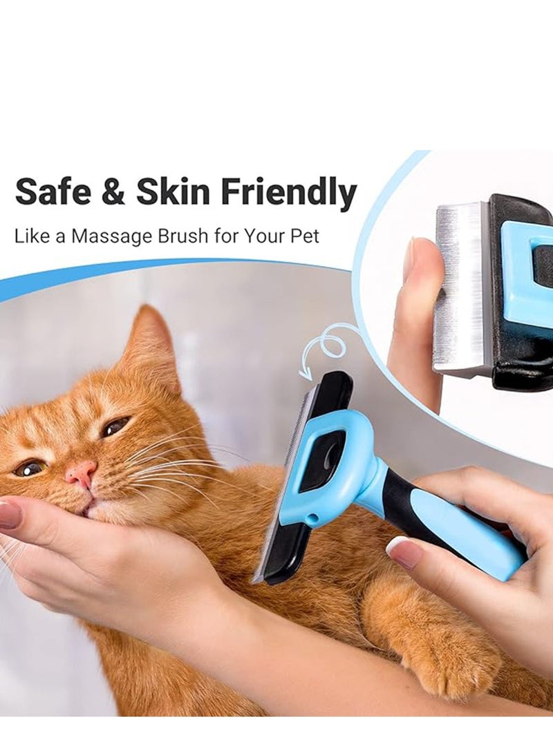 Pet Comb，Grooming & Deshedding Tool for Cats & Dogs,Reduces Shedding, Dead Hair, Tangles ,Detachable Stainless Steel Comb for Easy Cleaning ,Soft Anti-Slip Handle,Blue. - Image 5
