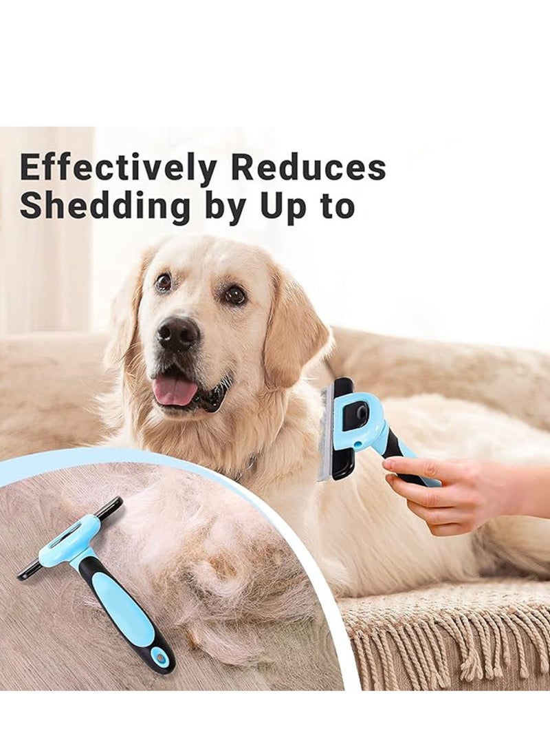 Pet Comb，Grooming & Deshedding Tool for Cats & Dogs,Reduces Shedding, Dead Hair, Tangles ,Detachable Stainless Steel Comb for Easy Cleaning ,Soft Anti-Slip Handle,Blue. - Image 3