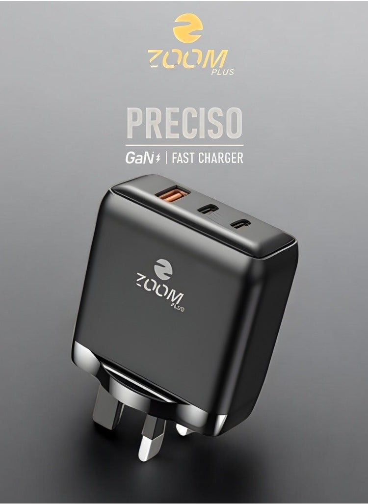 Zoom Plus ZP C588 (PRECICO) 50W Fast Three Port Charger With Two  USB-c And One USB-A Ports  - Image 1
