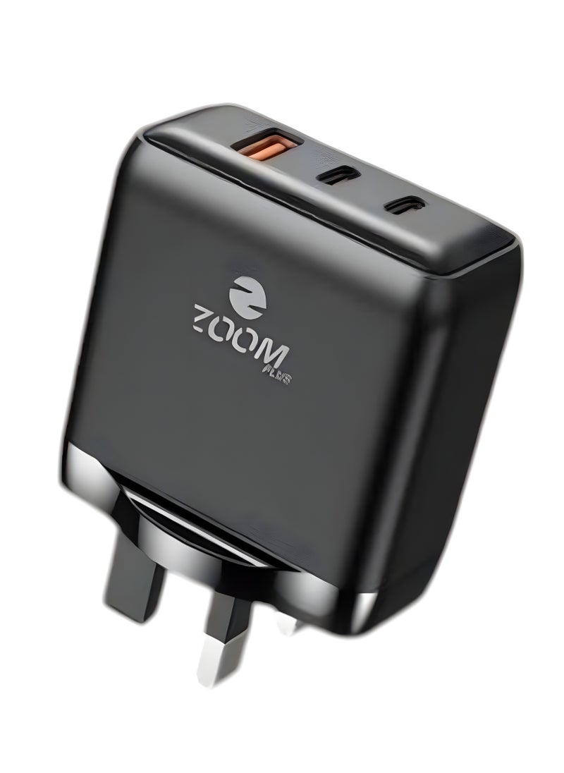 Zoom Plus ZP C588 (PRECICO) 50W Fast Three Port Charger With Two  USB-c And One USB-A Ports  - Image 2