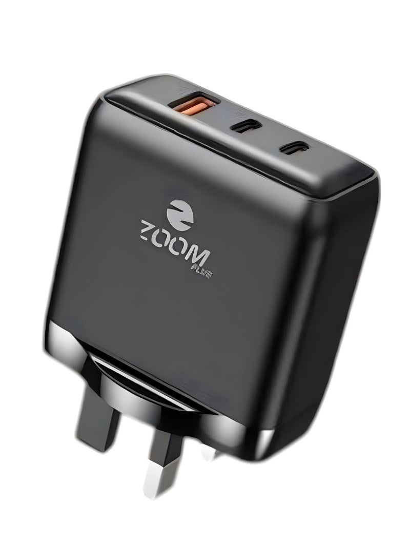 Zoom Plus ZP C588 (PRECICO) 50W Fast Three Port Charger With Two  USB-c And One USB-A Ports - Image 1