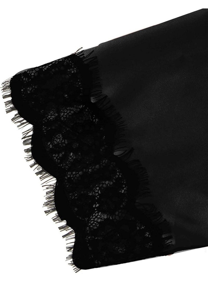 4 Pack Women's Nightwear Set Silk Satin Sleepwear Pajama Summer Home Wearing Clothes Suits Embroidered Breathable Ladies Lingerie Robe Nightdress Underwear Panties - Image 5