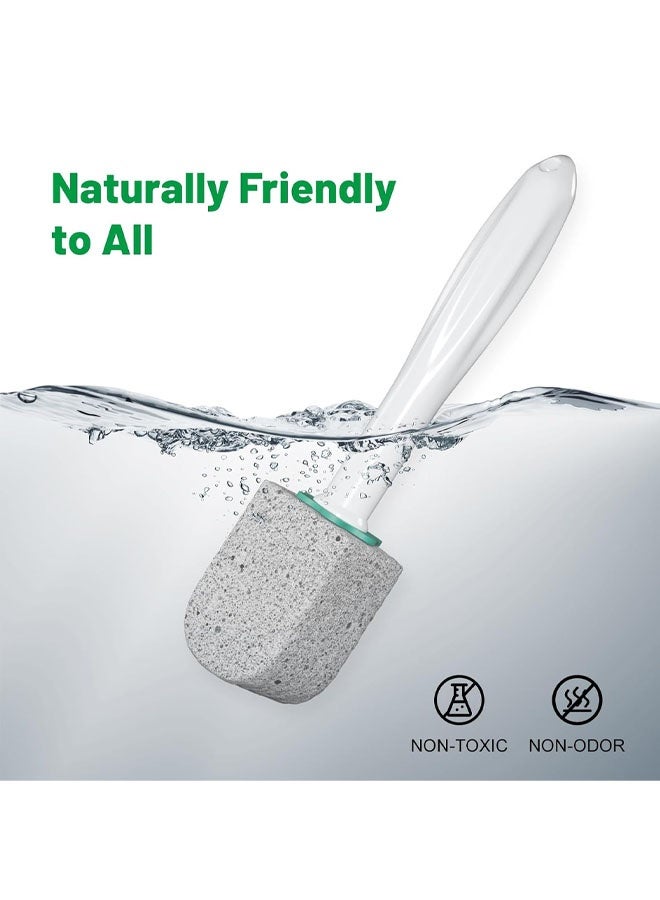 منظف ​​المرحاض من حجر الخفاف، فرشاة تنظيف الحمام، عصا المرحاض القابلة لإعادة التعبئة بمقبض بطول 30 سم لإزالة بقع المياه العسيرة مع عصا واحدة + أحجار الخفاف (عبوة من 5 أحجار) - Image 5