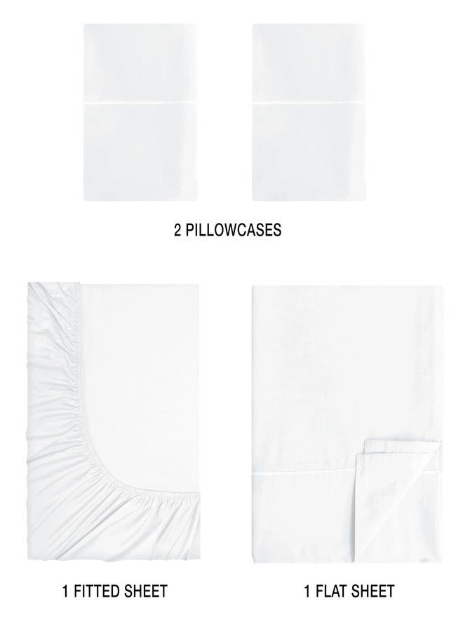 GLAMBURG Cotton Rich King Sheet Set - 4 Piece Deep Pocket King Size Bedding Sets with Marrowing - Ultra Soft, Wrinkle Resistant, Quick Dry, Easy Care King Sheets - White - Image 4