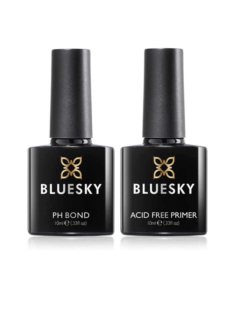 بلو سكاي مجموعة برايمر خالية من الأحماض ورابط PH لأظافر الجل مادة رابطة لتحضير أظافر الجل مادة التصاق قوية لطلاء الجل تمنع رفع وتقشير طلاء الأظافر الجل 2 × 10 مل - Image 1