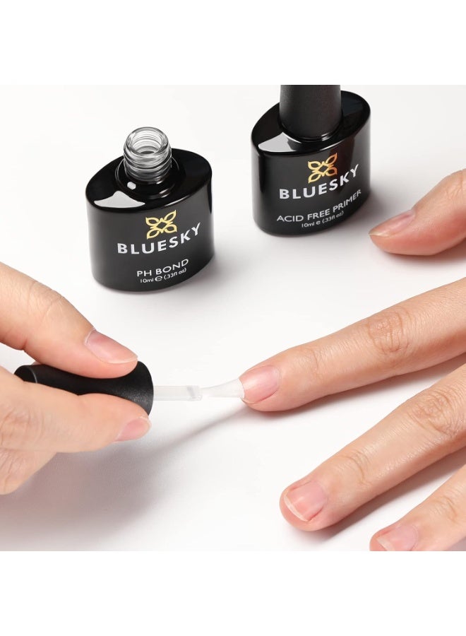 بلو سكاي مجموعة برايمر خالية من الأحماض ورابط PH لأظافر الجل مادة رابطة لتحضير أظافر الجل مادة التصاق قوية لطلاء الجل تمنع رفع وتقشير طلاء الأظافر الجل 2 × 10 مل - Image 3