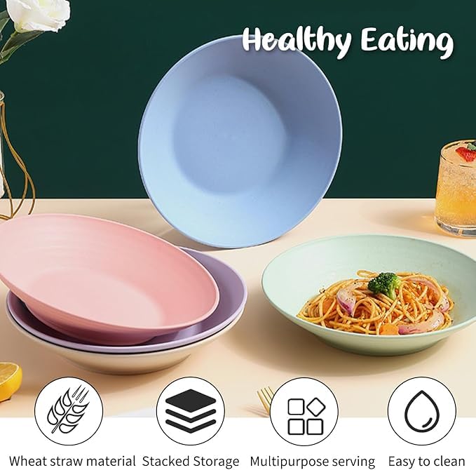 HARSHTI HARSHTI Deep Dish Pasta Bowls - Lightweight, Unbreakable, and Stylish Tableware for Pasta, Salad, and Soup - Modern, Dishwasher & Microwave Safe | Japanese Style Noodles & Ramen Serving Bowl (4) - Image 5