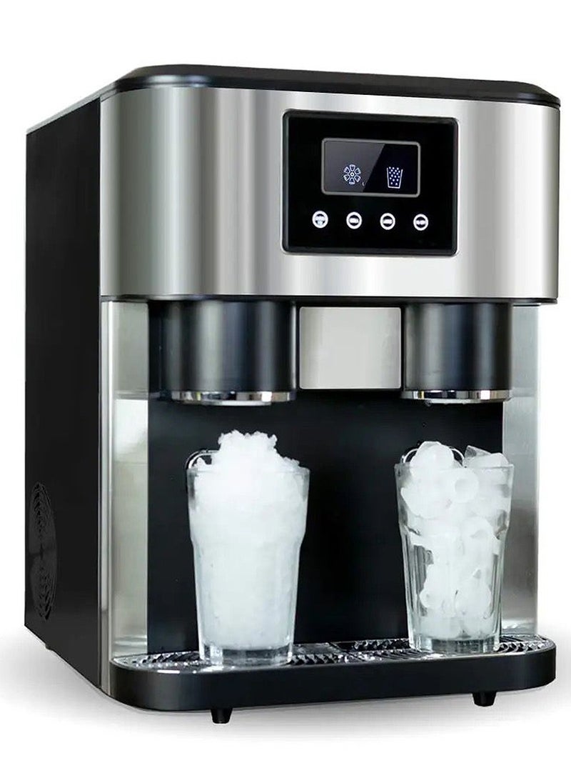 porodo - 3 in1 Ice Maker with Crusher and Cold Water Dispenser, Ice cube modes(Bullet & Crushed) , 2L Water Tank, 15-18kg Daily Ice Capacity, Touch Button LCD Display, 18KG 145W - Black - Image 1