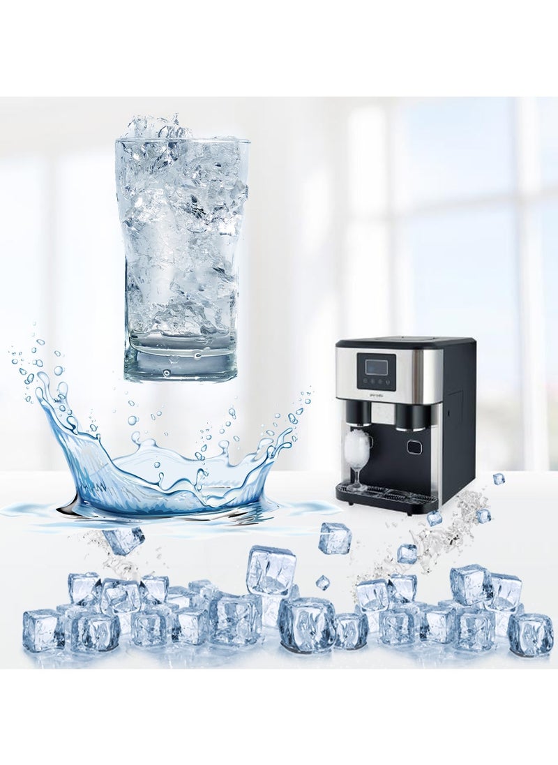 porodo - 3 in1 Ice Maker with Crusher and Cold Water Dispenser, Ice cube modes(Bullet & Crushed) , 2L Water Tank, 15-18kg Daily Ice Capacity, Touch Button LCD Display, 18KG 145W - Black - Image 1