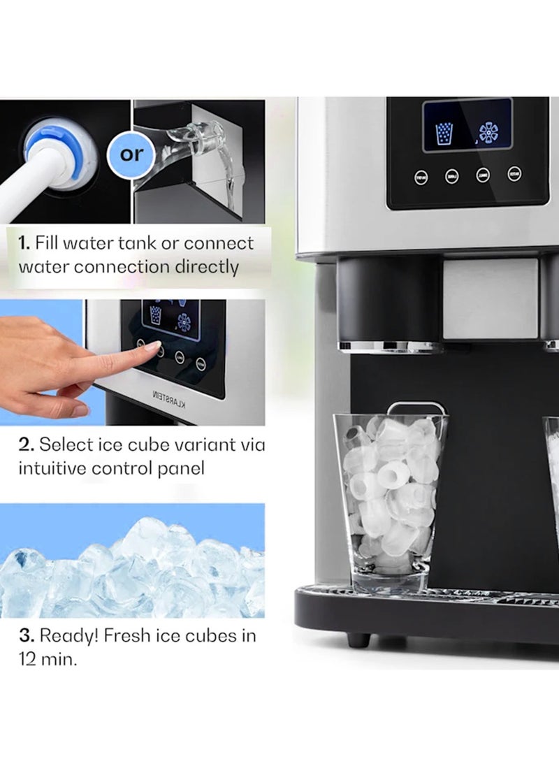 3 in1 Ice Maker with Crusher and Cold Water Dispenser, Ice cube modes(Bullet & Crushed) , 2L Water Tank, 15-18kg Daily Ice Capacity, Touch Button LCD Display, 18KG 145W - Black - pzsku/Z9721855B373750FEDE19Z/45/_/1713368758/5481778c-915c-418d-8858-e98fdb687ab0