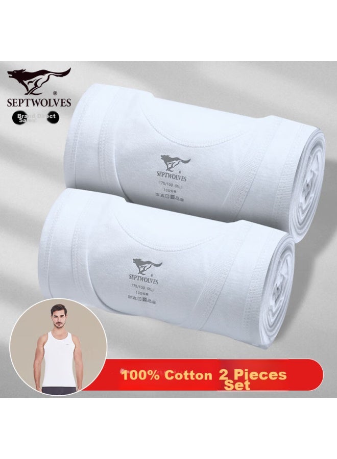 Septwolves Pure Cotton Tank Top For Men, High Elasticity, Sports Fitness, Sweat-absorbing, Breathable, 2-pack - Image 1