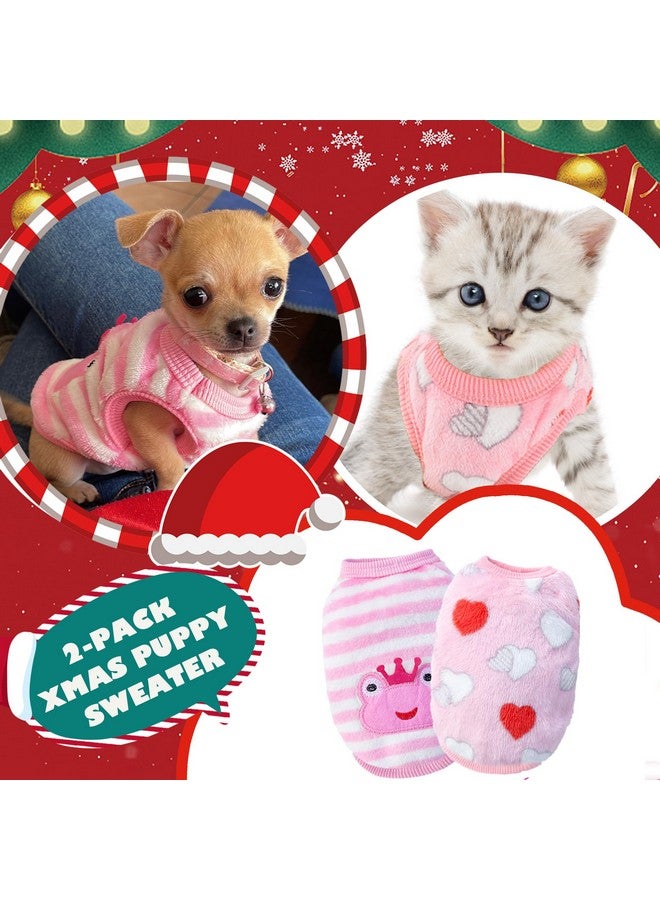 ملابس كلاب صغيرة من قطعتين - سترة جرو لطيفة من الصوف مقاس XXS (صغير جدًا) - Image 2