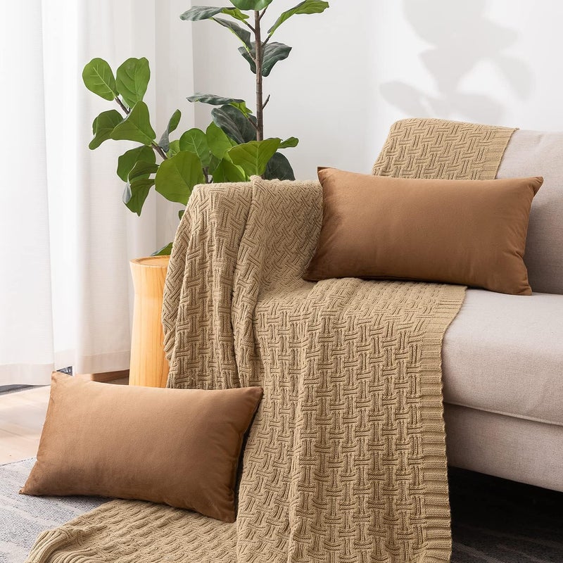 NiNi ALL Decorative Throw Pillow Covers Pack of 2, Velvet Cushion Case for Couch Bedroom Living Room Outdoor, Pillow Covers 12x20 Inch（30 x 50 cm） Brown - Image 2