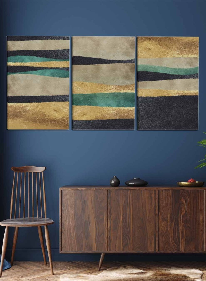 LOWHA مجموعة من 3 لوحات فنية جدارية مؤطرة من القماش مشدودة على إطار خشبي، لوحات تجريدية من الراتينج، للمنزل، غرفة المعيشة، ديكور المكتب - Image 3