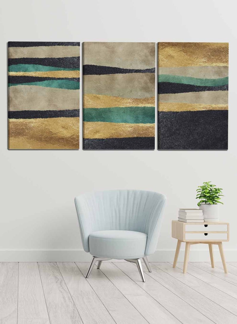 LOWHA مجموعة من 3 لوحات فنية جدارية مؤطرة من القماش مشدودة على إطار خشبي، لوحات تجريدية من الراتينج، للمنزل، غرفة المعيشة، ديكور المكتب - Image 4