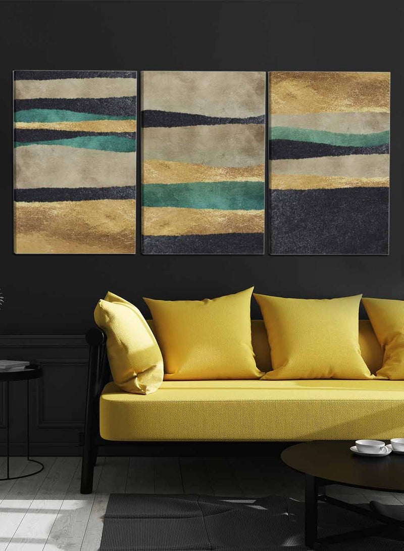 LOWHA مجموعة من 3 لوحات فنية جدارية مؤطرة من القماش مشدودة على إطار خشبي، لوحات تجريدية من الراتينج، للمنزل، غرفة المعيشة، ديكور المكتب - Image 2