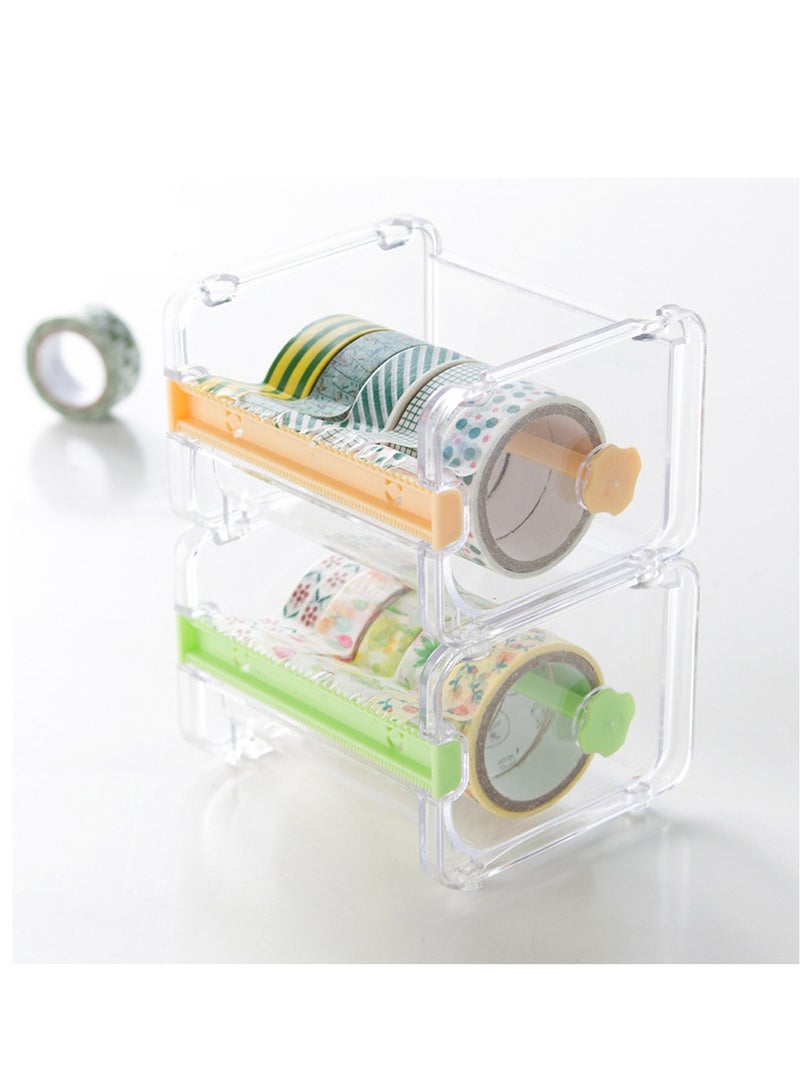 Excefore Tape Cutter Holder with Making Tape, Clear Making Tape Dispenser, Transparent Tape Dispenser Roll Tape Holder for Gift Wrapping Scrapbooking Cards Diary DIY - Image 4