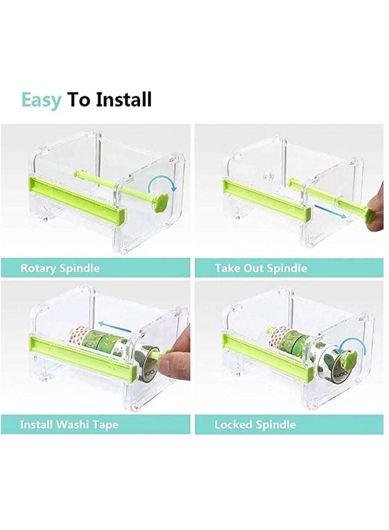 Excefore Tape Cutter Holder with Making Tape, Clear Making Tape Dispenser, Transparent Tape Dispenser Roll Tape Holder for Gift Wrapping Scrapbooking Cards Diary DIY - Image 5