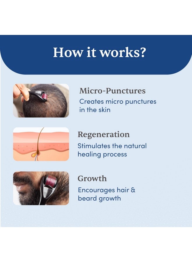 Man Matters Derma Roller with 540 Titanium Alloy Micro Needles 0.5 mm | Reduces Hair Fall | Stimulates Hair Follicles | Safe & Effective | Pack of 2 - Image 3