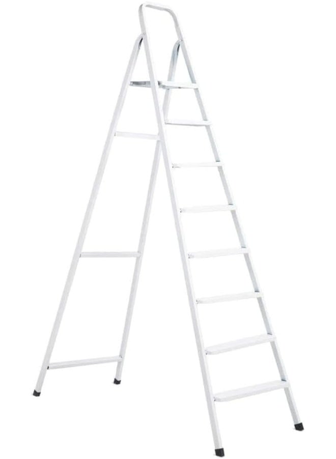 ROBUSTLINE Ladders Premium Quality Highly Durable Steel Ladder 8 Steps - White