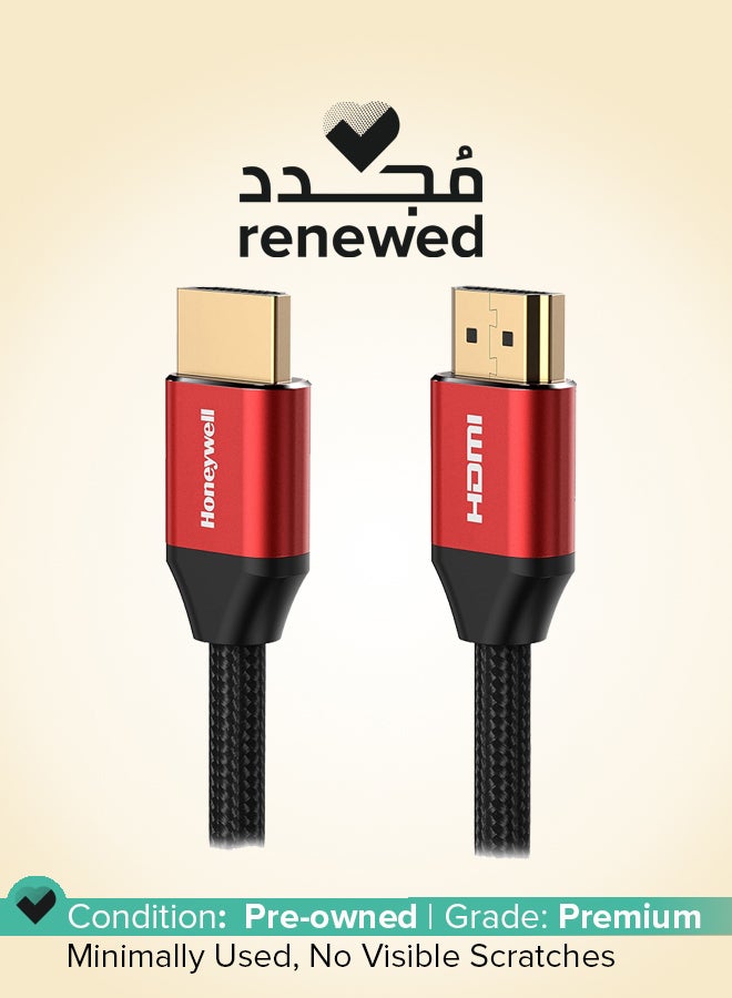 Honeywell Renewed - HDMI Cable 2.1 with Ethernet - 8K@60Hz, 4K@120Hz, Ultra High Speed, 1 Meter Red/Black - Image 1