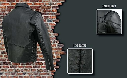 EVENT LEATHER EL5411 Men's Black Classic Side Lace Motorcycle Leather Jacket – Motorcycle Riding Jackets - 3X-Large - Image 4