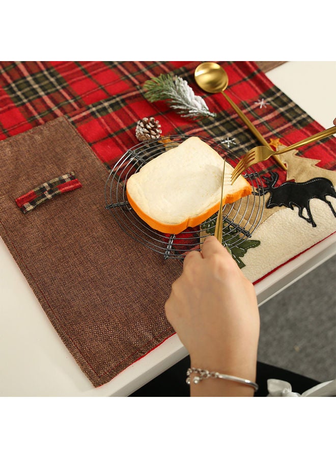 1-Piece Elk Tree Pattern Plaid Home Table Pad Multicolour 22 x 22 x 22cm - Image 1