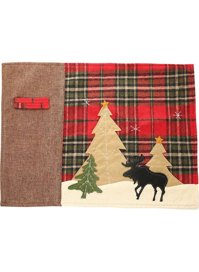 1-Piece Elk Tree Pattern Plaid Home Table Pad Multicolour 22 x 22 x 22cm - Image 2