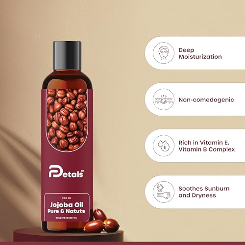 DPetals Pure Natural Cold Pressed Jojoba Oil, For Balancing Oily Skin, Natural Makeup Remover, Hair Vitalizer, Carrier Oil for Massage | 200ml - Image 2