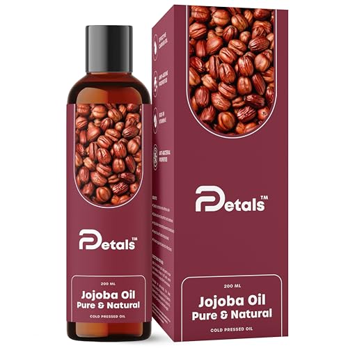 DPetals Pure Natural Cold Pressed Jojoba Oil, For Balancing Oily Skin, Natural Makeup Remover, Hair Vitalizer, Carrier Oil for Massage | 200ml - Image 1
