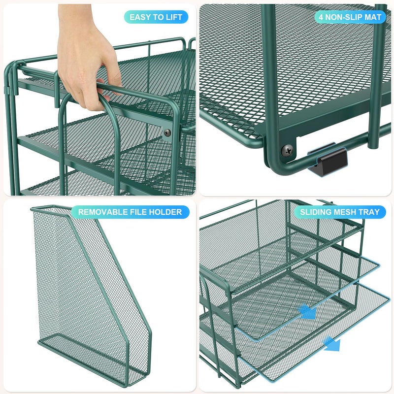 gianotter 4-Tier Paper Organizer With Magazine Holder, Desk Organizers and Accessories, Desk Accessories & Workspace Organizers, File Organizer for Office Supplies Storag (Green, 4-Tier) - Image 4