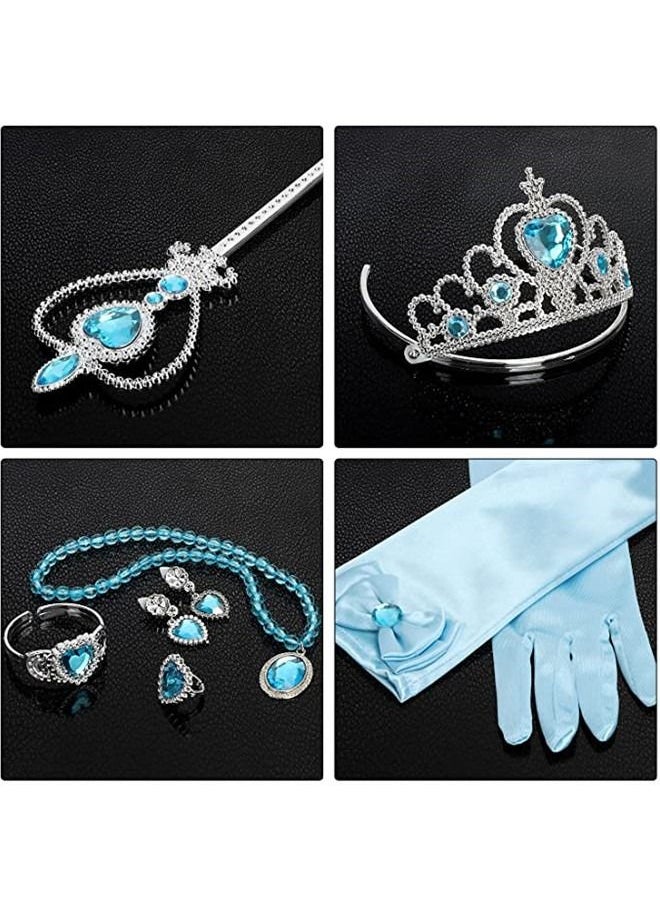 ISank Princess Dress Up Party Accessories for Princess Costume Gloves Tiara Wand Necklace Earrings Bracelet and Ring Gift Set 9pcs  - Image 4