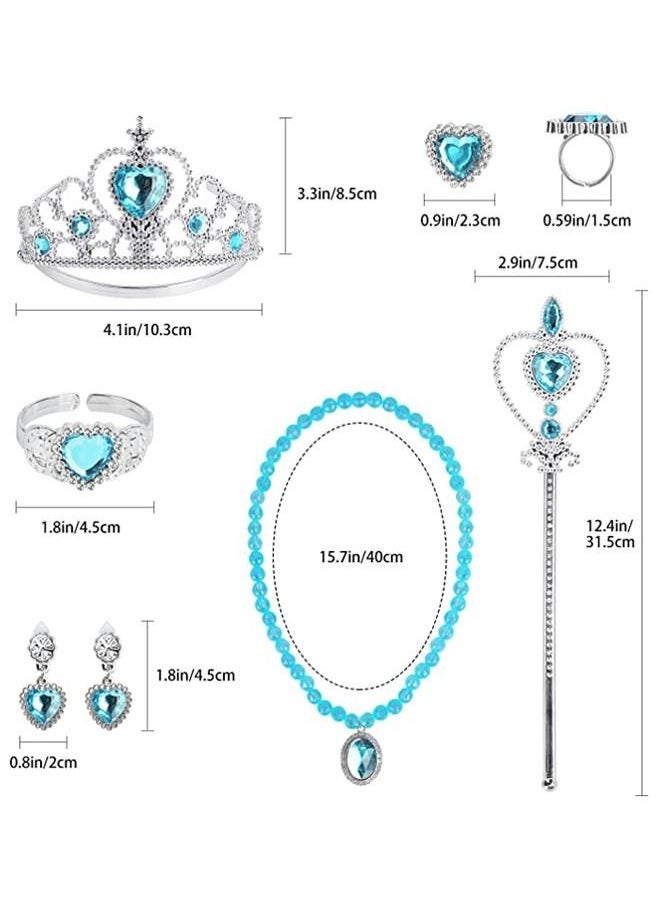 ISank Princess Dress Up Party Accessories for Princess Costume Gloves Tiara Wand Necklace Earrings Bracelet and Ring Gift Set 9pcs  - Image 5