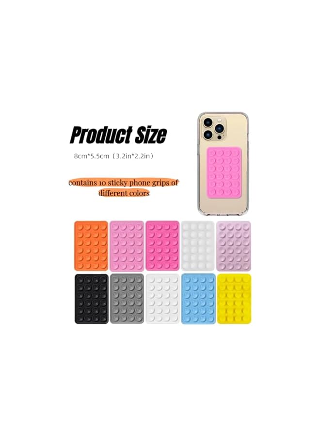 S-TOP 10PCS Silicone Sticky Phone Suction Grip - Non Slip Sticky Phone Grip for Cellphone, Silicon Adhesive Suction Cup Phone Mount, Strong Grip Holder for Selfies & Videos - Image 4