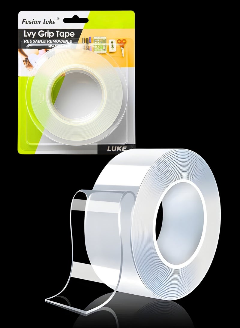 Nano Double-Sided Grip Tape 3cm x 10m x 2mm – Reusable, Removable, Washable Transparent Adhesive Tape for Wall, Home, Office & Car – Strong Heavy-Duty LVY Nano Gel Tape for Multi-Purpose Use - Image 1