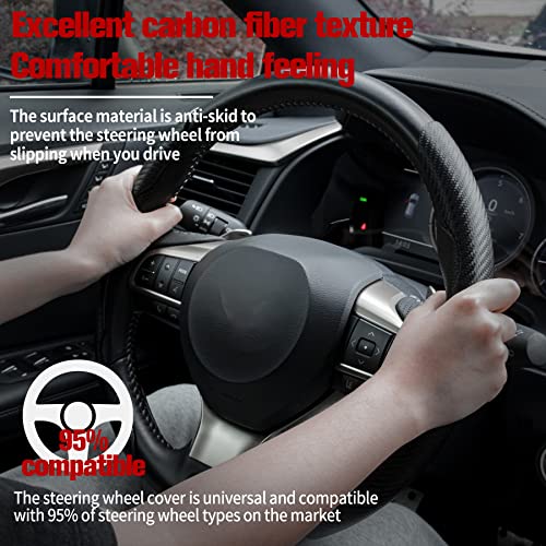 amiss غطاء عجلة القيادة المضاد للانزلاق من أميش مصنوع من ألياف الكربون، واقي عجلة القيادة المجزأ، غطاء فراشة، غطاء واقي عالمي لعجلات السيارات بنسبة 99%، ملحقات داخلية للسيارة - Image 2