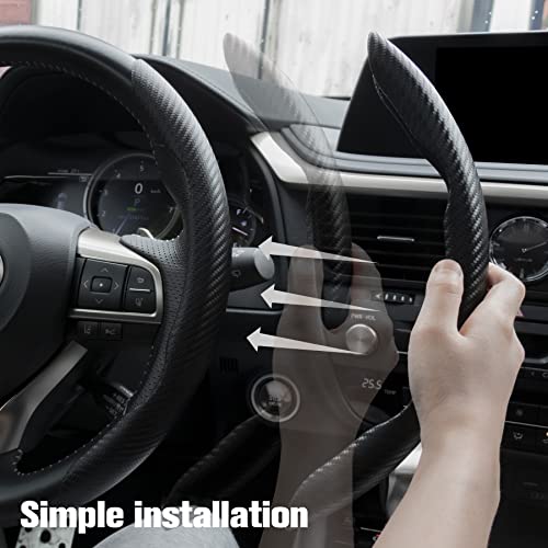 amiss غطاء عجلة القيادة المضاد للانزلاق من أميش مصنوع من ألياف الكربون، واقي عجلة القيادة المجزأ، غطاء فراشة، غطاء واقي عالمي لعجلات السيارات بنسبة 99%، ملحقات داخلية للسيارة - Image 4